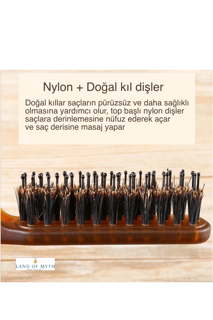 LOM1291 Çanta Tipi Katlanabilir Saç Açma Tarama Fırçası – Kehribar