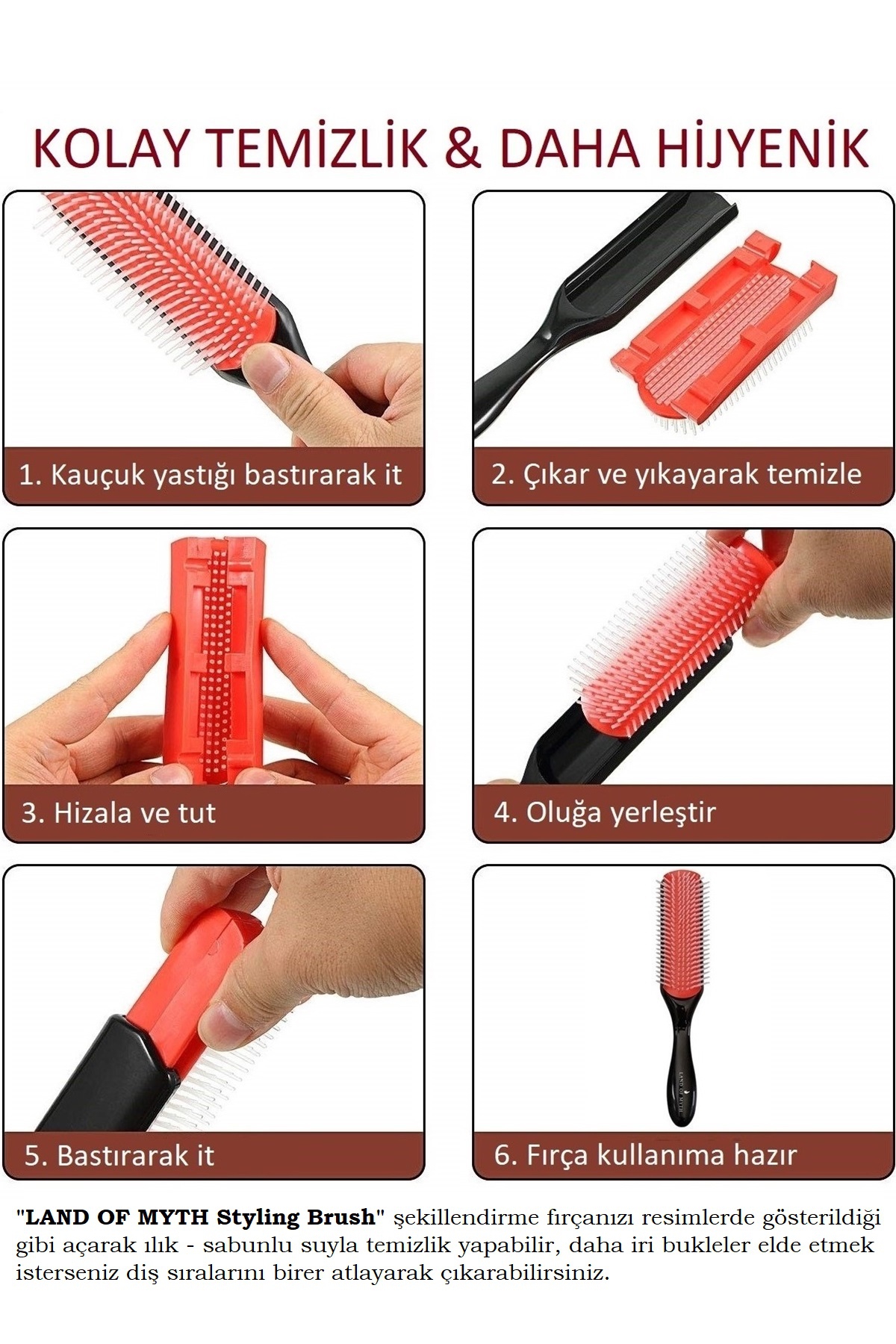 Lom1212 Styling Brush, 9 Sıra Şekillendirme Fırçası, Curly Girl