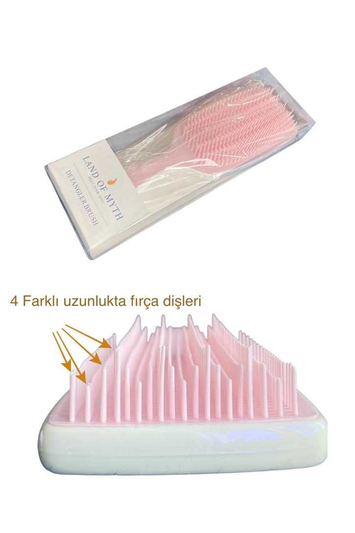 LAND OF MYTH Lom1262 Islak ve Kuru Saç Açma Tarama Fırçası (İnci Beyazı-Pembe)