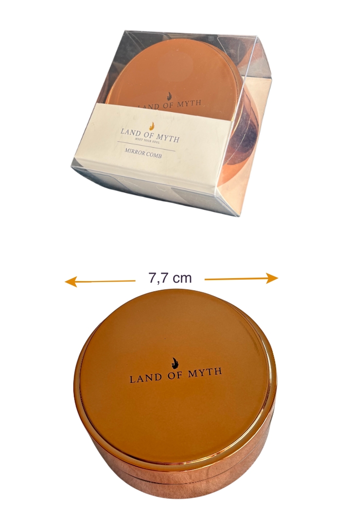 LOM1281 Çanta Tipi Ayna Kapaklı Saç Açma Tarama Fırçası – Bronze Gold