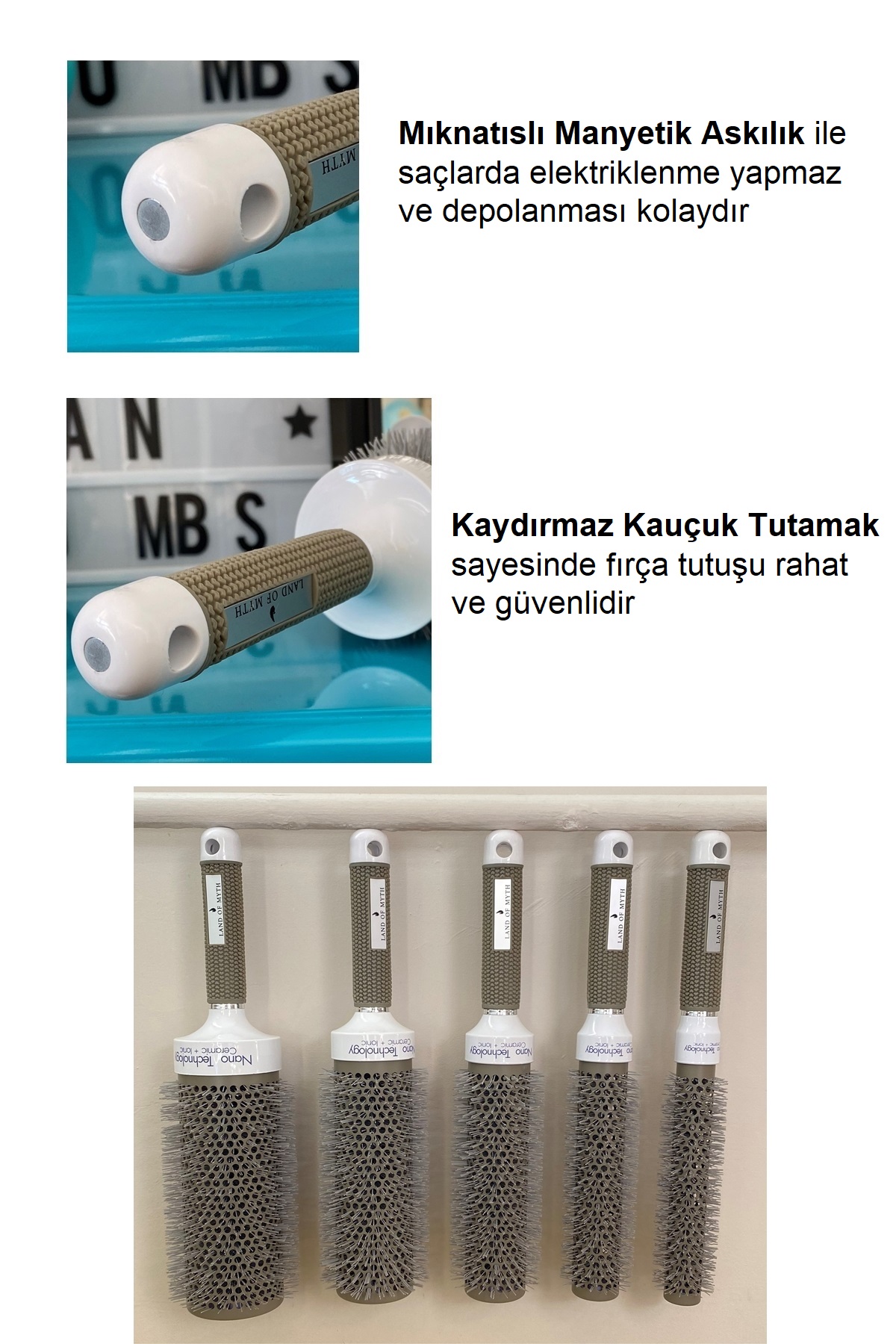 32 mm - Lom1312 Extra Uzun Gövde Salon Tipi Nano Teknoloji Seramik + Iyonik Termal Fön Saç Fırçası