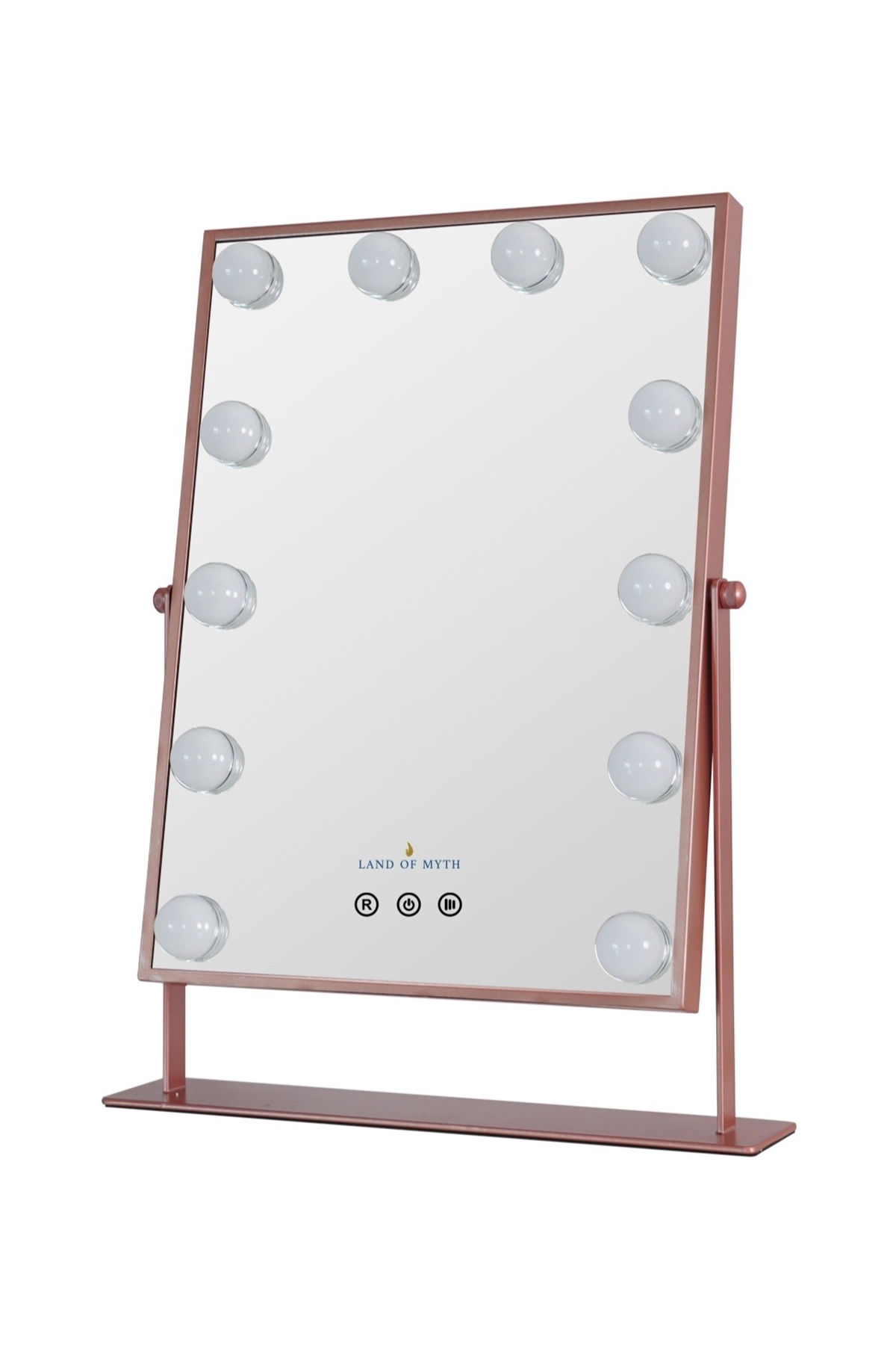 LOM2087 Hollywood Style 3 Renk Led Işıklı Makyaj Aynası, Dokunmatik, 360° Döner Metal Çerçeve (R. Gold)