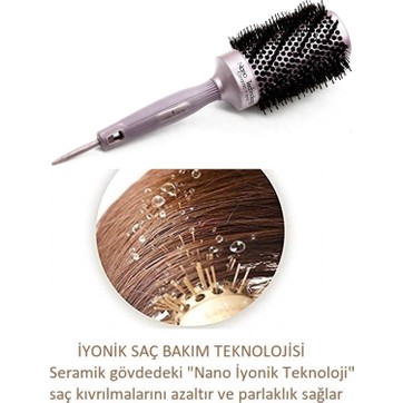 32mm Nano Teknoloji Seramik + İyonik Termal Fön Saç Fırçası, Doğal Kıl Diş, Profesyonel Seri -LOM1182