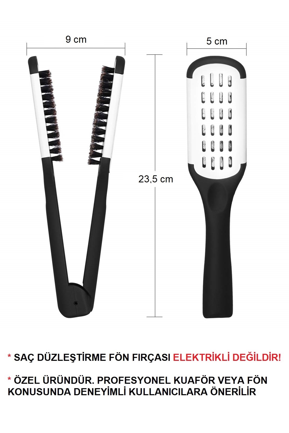 Çift Fırçalı Termal Saç Düzleştirme V Stil Fön Fırçası, Kore Seramiği, İyonik, Profesyonel (Beyaz)