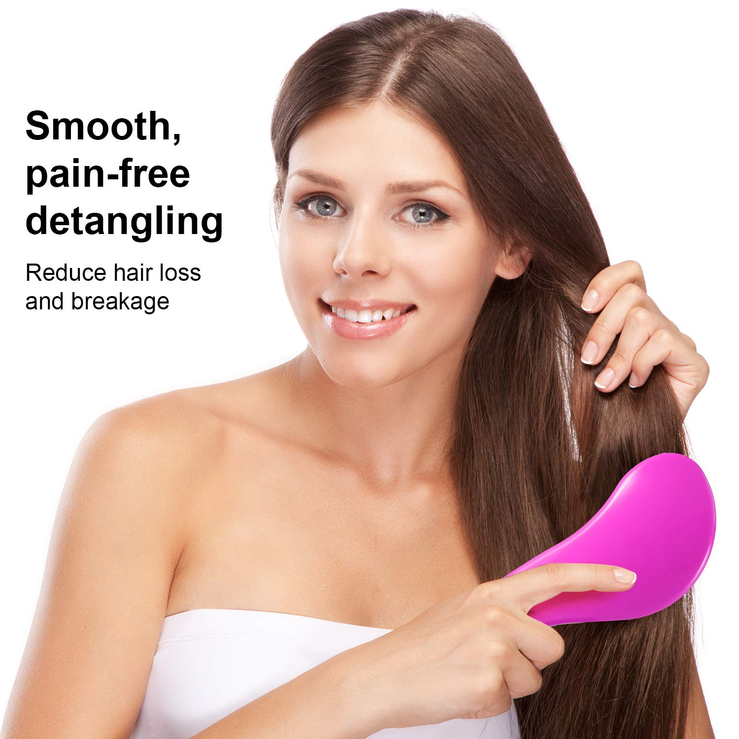 Kavisli Dolaşık Saç Açma Tarağı, Yetişkin & Çocuklar İçin Saç Düğüm Çözücü, Curved Detangler (Pembe)