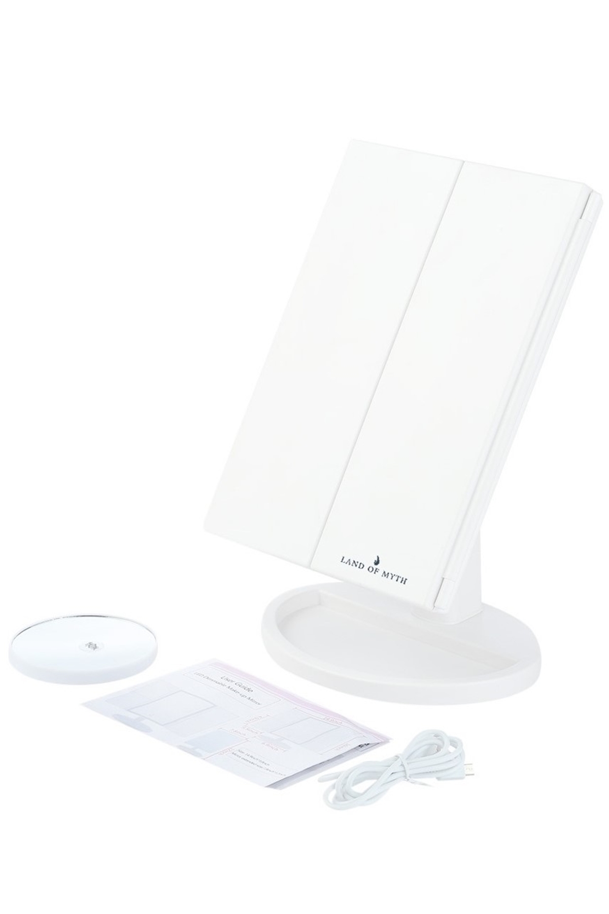 1X-2X-3X-5X +10X ZOOM 37 Şerit LED Işıklı Makyaj Aynası, 3 Panel, Katlanabilir, Dokunmatik Parlaklık Ayarı (Beyaz)