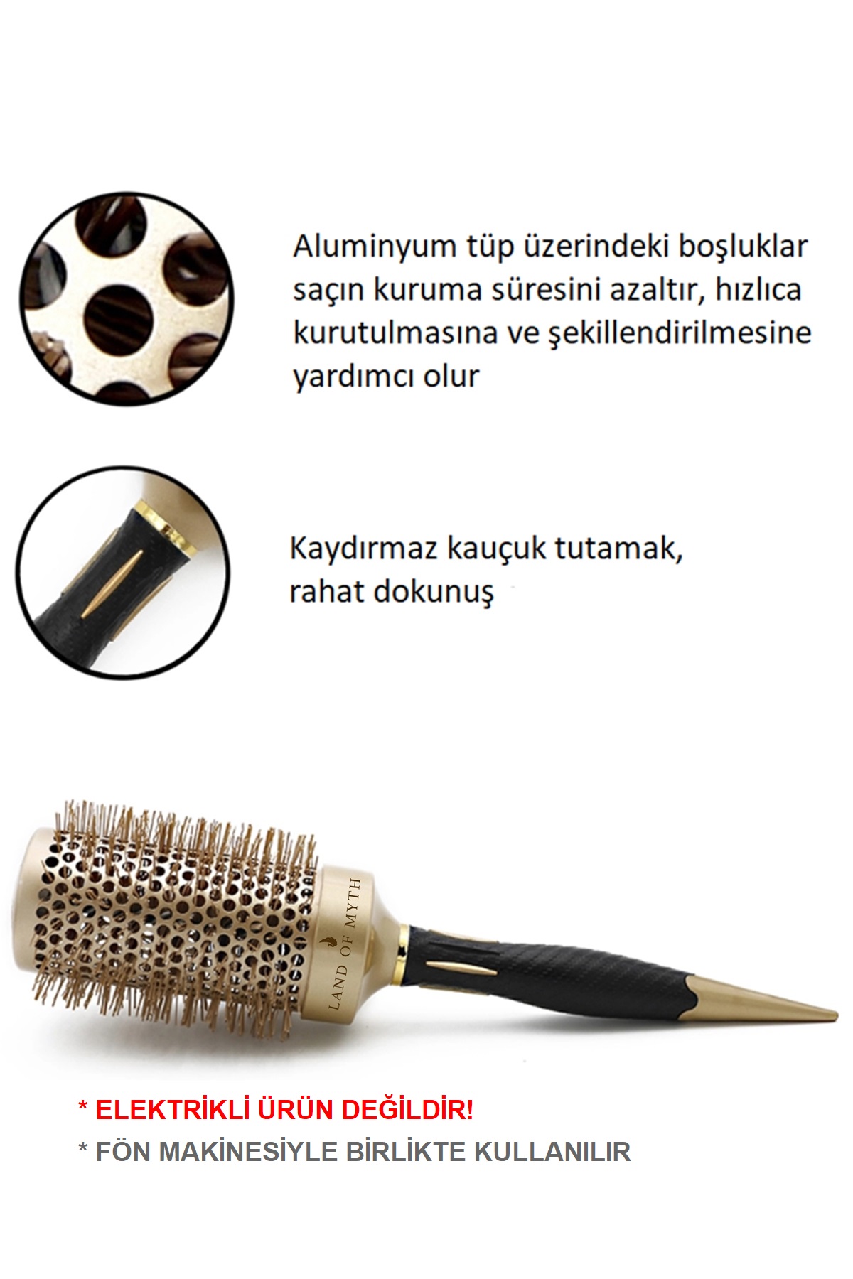 53 mm Nano Teknoloji Seramik + İyonik Termal Fön Saç Fırçası, Profesyonel Seri -LOM1164