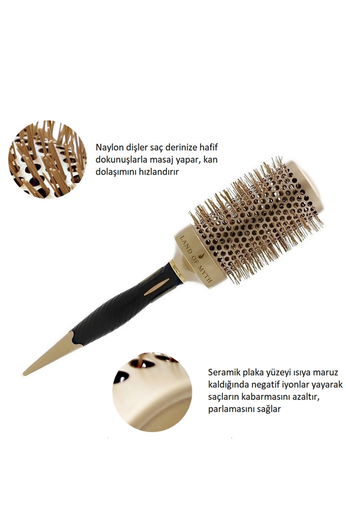 53 mm Nano Teknoloji Seramik + İyonik Termal Fön Saç Fırçası, Profesyonel Seri -LOM1164