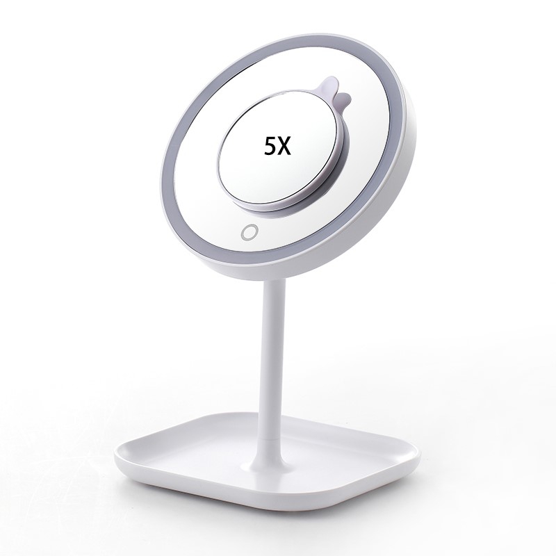 1X+5X ZOOM 23 LED Işıklı Makyaj Aynası, 360° Döner, Dokunmatik Sensörlü, Kablolu – Kablosuz Kullanım