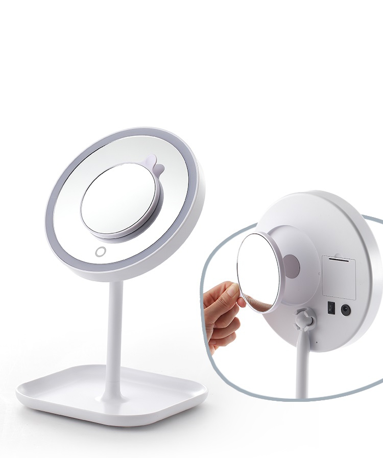 1X+5X ZOOM 23 LED Işıklı Makyaj Aynası, 360° Döner, Dokunmatik Sensörlü, Kablolu – Kablosuz Kullanım