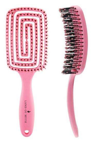 LOM1272 Üç Boyutlu Esnek Saç Açma ve Tarama Fırçası, Flexible Pro Brush (Pembe)